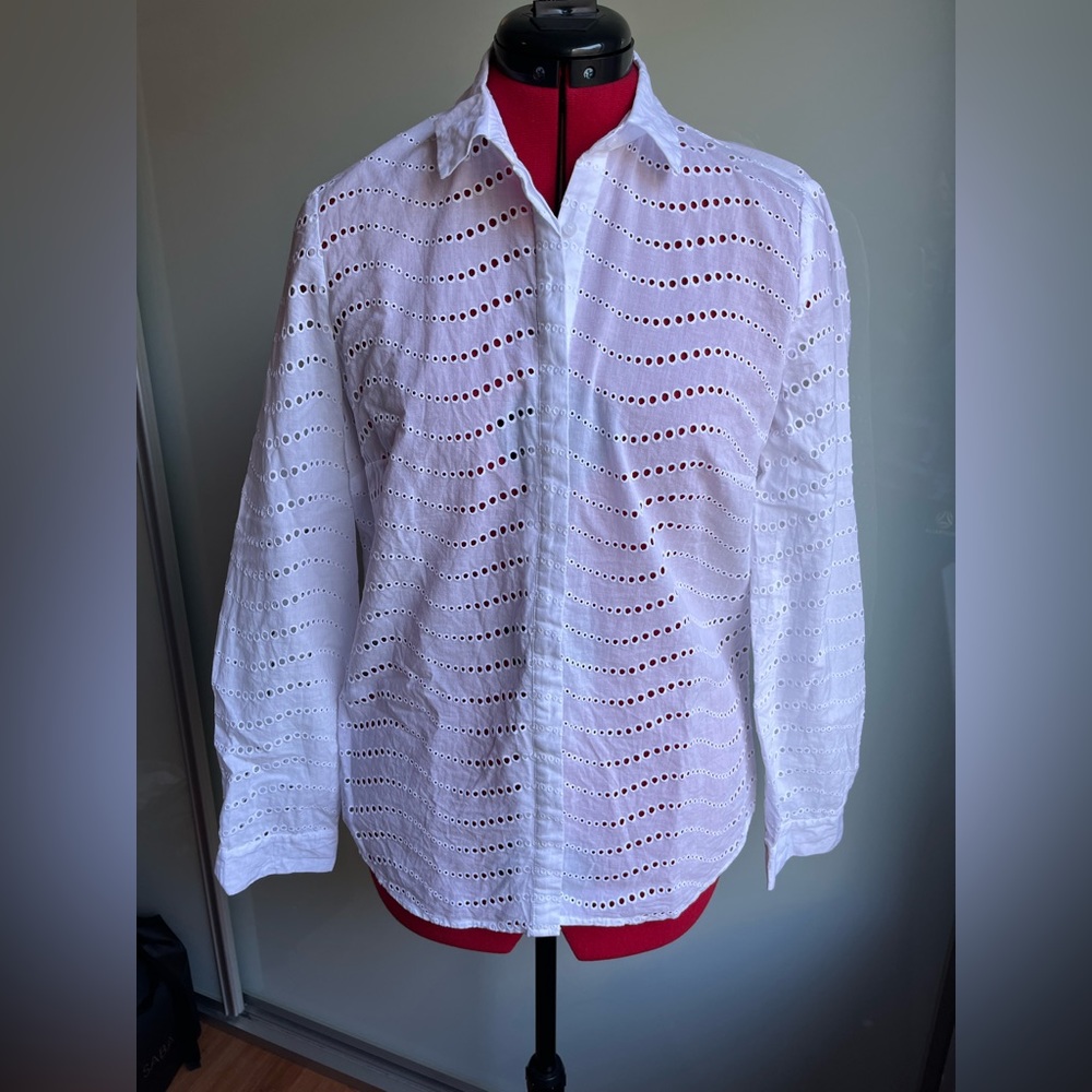 David Lawrence Broderie L/S Cotton Shirt - Picture 6 of 10